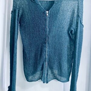 Women's Blue Zipper Sweater